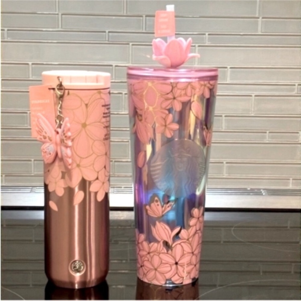Starbucks cherry blossom Floral Tumbler Set NWT